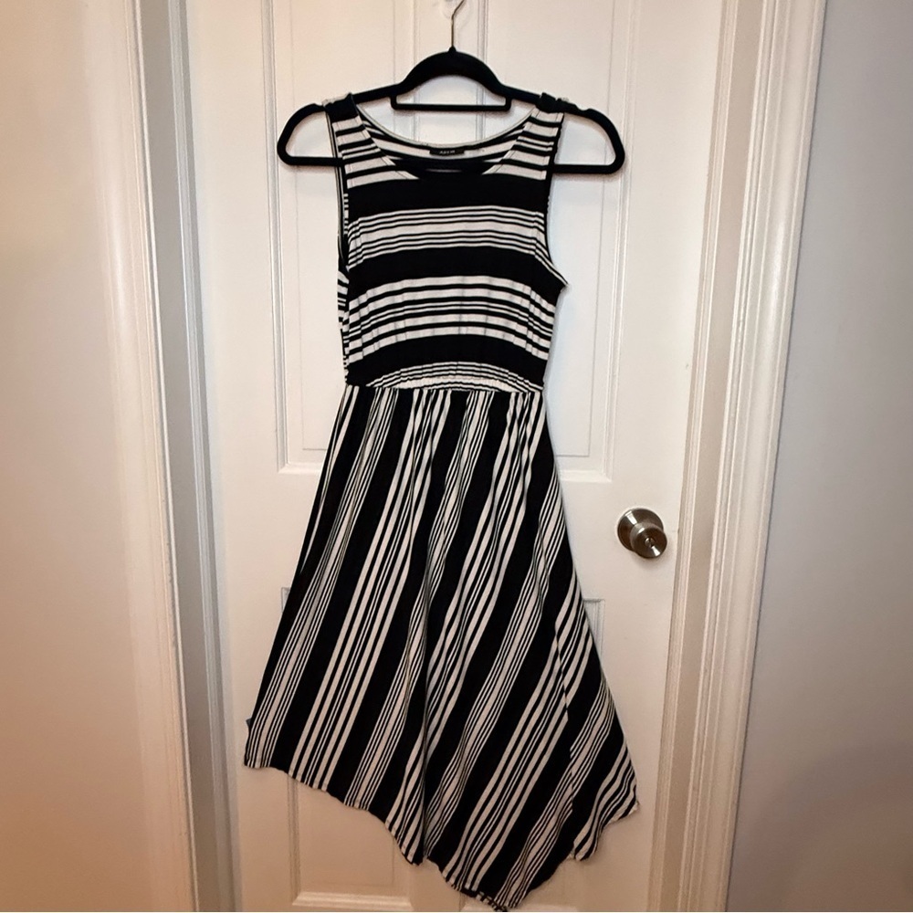 Apt. 9 Black and White Asymmetrical Fit and Flare Dress
